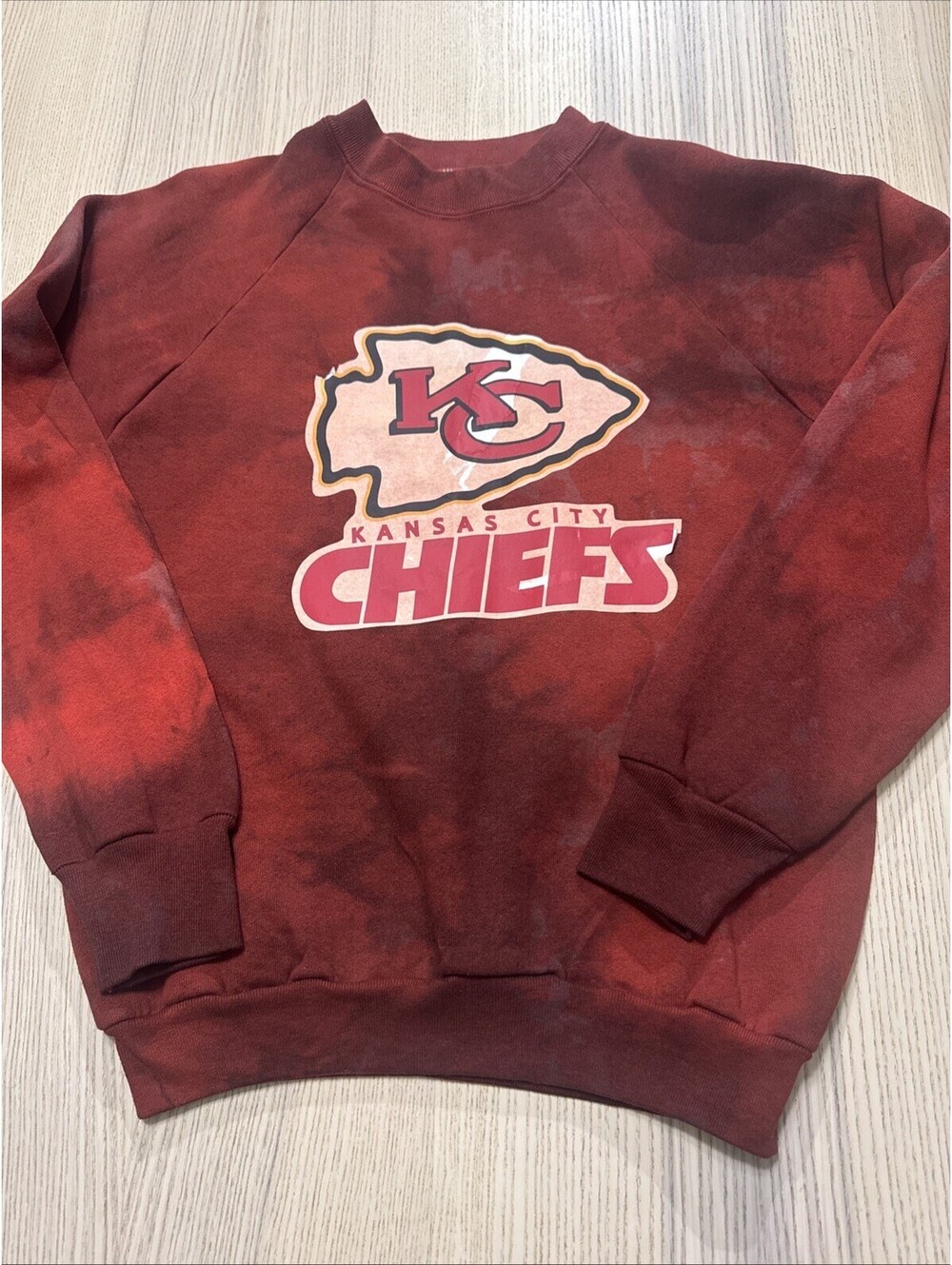 Kansas City Chiefs Vintage Fruit Of The Loom Sweater Red Tye Dye Size M